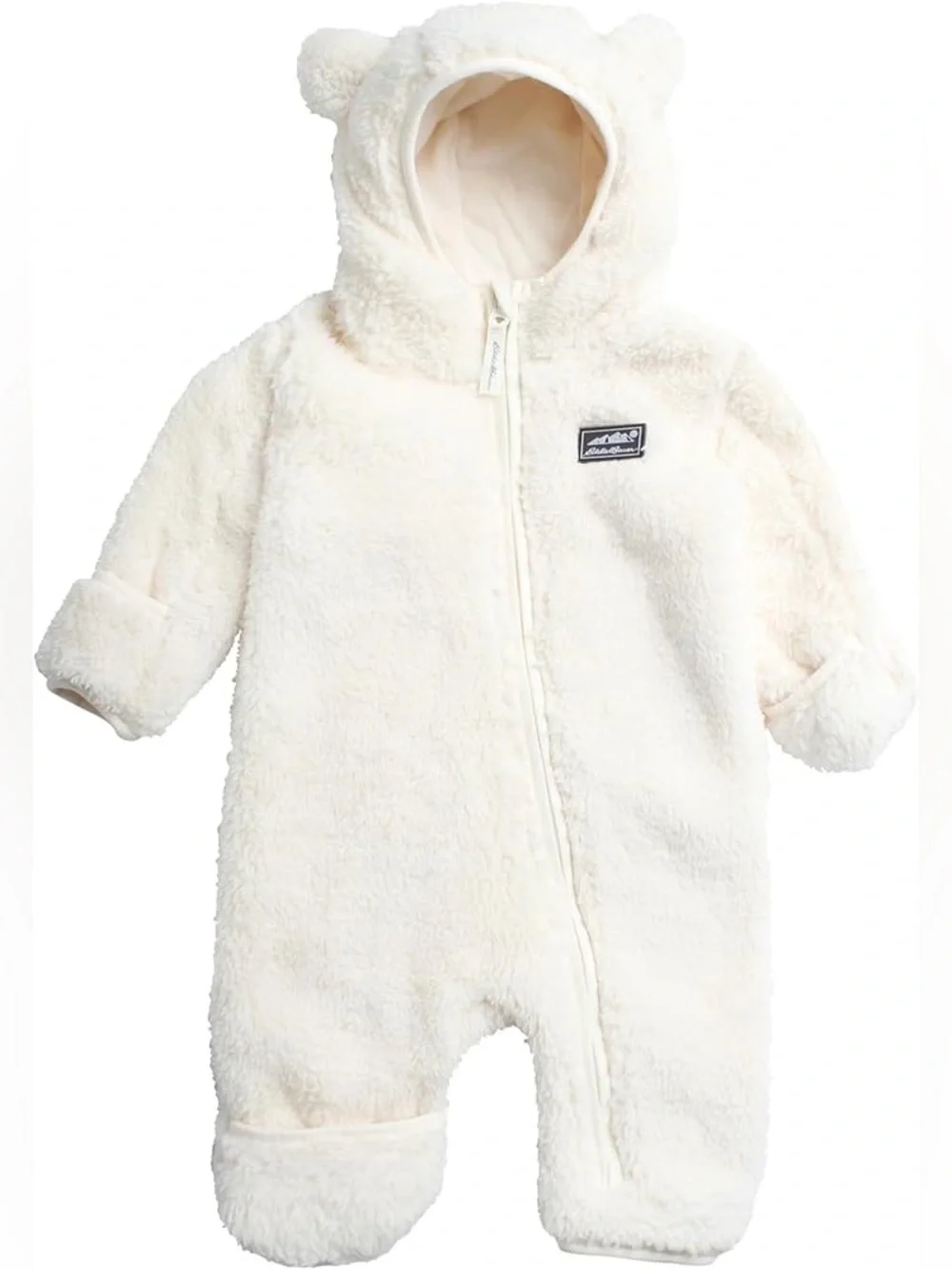 Eddie Bauer Plush Fleece Zip - Hooded Jumpsuit Coveralls 0-3 Months